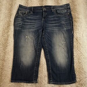 Vigoss The Dublin Capri Distressed Denim Jeans Size 22